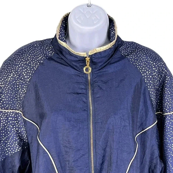VTG NWT CabinCreek Womens M Jogging Track Suit 80s Blue Gold Lined Grannycore - Picture 11 of 16
